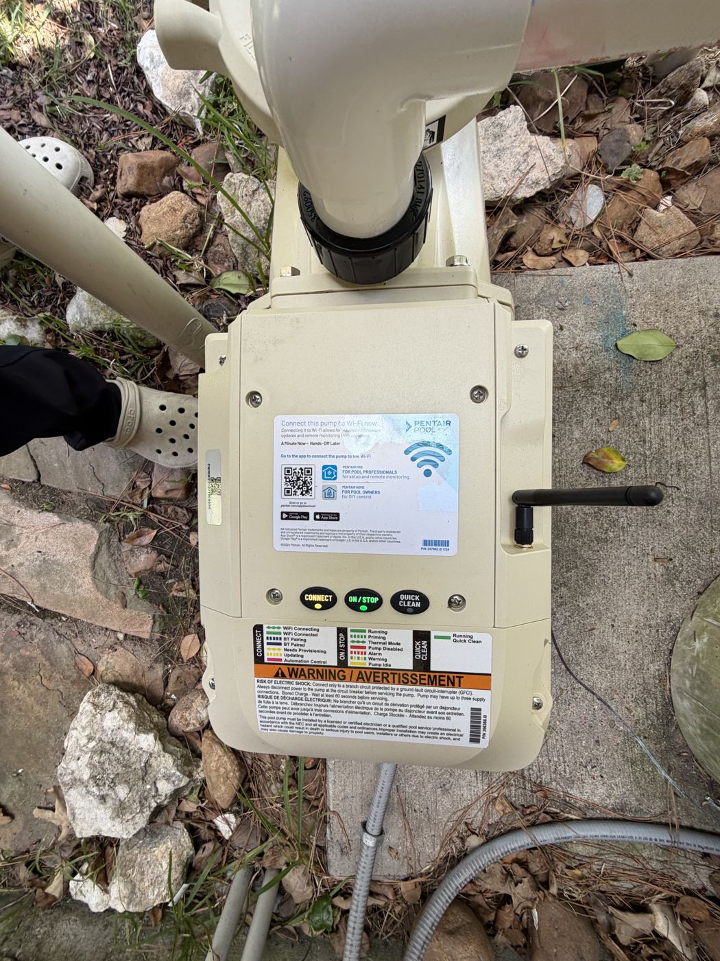 Variable-speed pool pump on a customer equipment pad